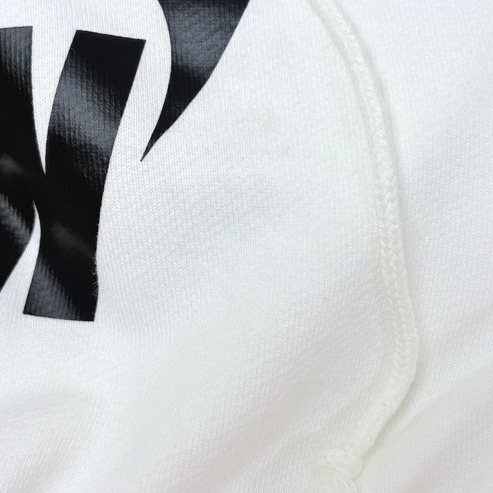 Nike Upside Down Logo  Oversized Cropped French Terry Hoodie White Black Large